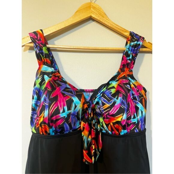 Longitude Women’s Size 18 The Front Swim Dress Sparkler Tummy Control One Piece - Picture 4 of 9